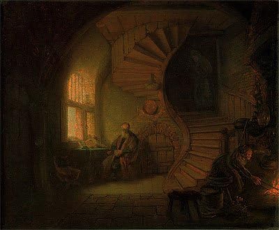 TOPofART Rembrandt (Filozófus, a Meditáció, 1632) Vászon Art Nyomtatás Sokszorosítás (11x13.4) (28x34