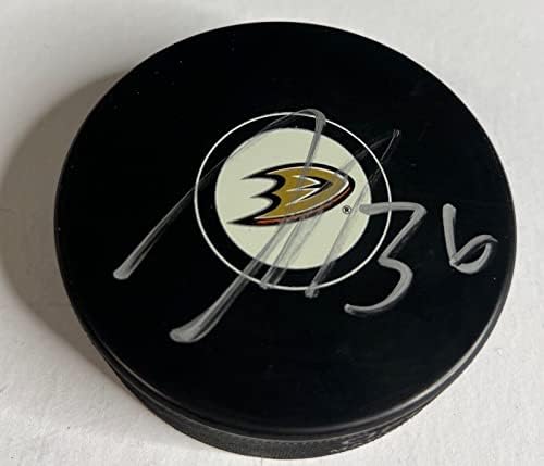 John Gibson Aláírt Anaheim Ducks Jégkorong PSA X72088 - Dedikált NHL Korong