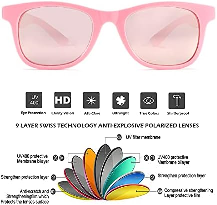 Rugalmas Keret, Polarizált Gyerek Napszemüveg a Fiúk & Lányok, UV Védelem Kor 3-8 Év (Pink/Rózsaszín