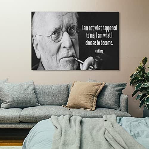 BLUDUG Carl Jung Portré Idézet Poszter Inspiráló Híresség Idézet Poszter Vászon Festmény Wall Art Plakát